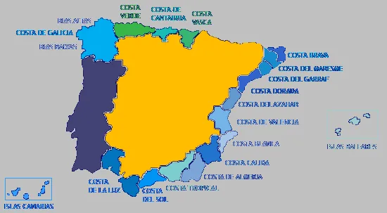 Spanyol Costák térképe