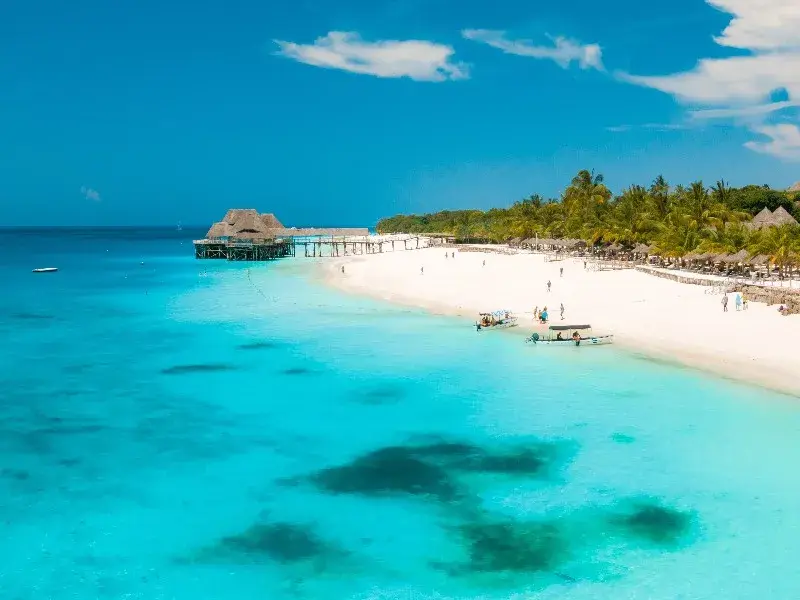 Fehér homokos zanzibári partszakasz